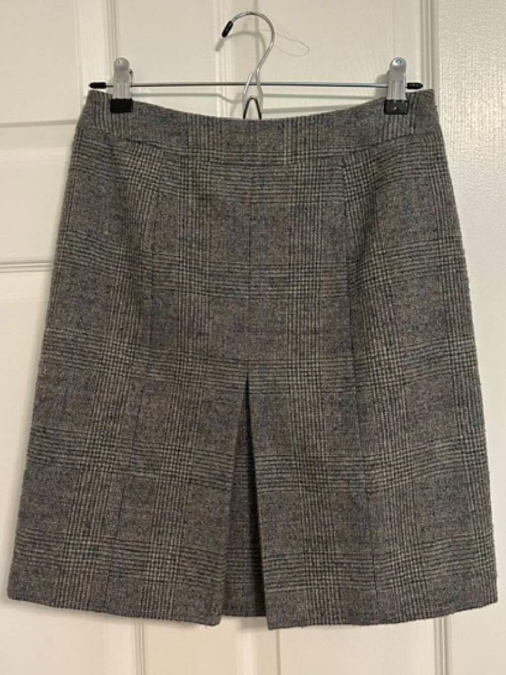 Brooks Brothers 2P Gray Plaid Wool Blend A-Line Skirt Petite Lined Preppy